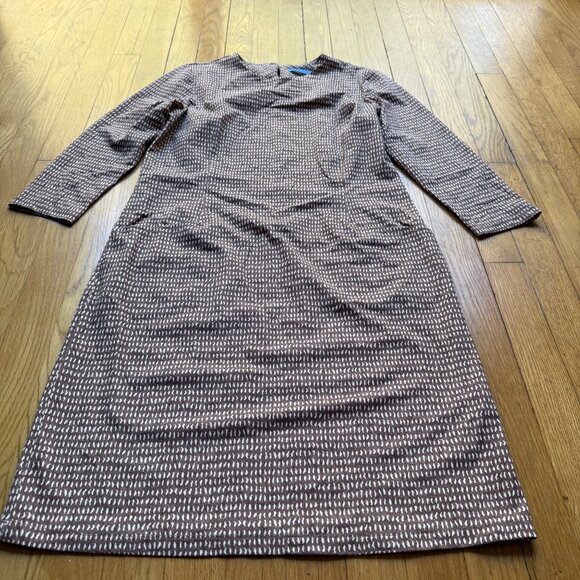 J.McLaughlin Size M NEW Khaki Cream Catalyst 3/4 Sleeve Knee-Length Sheath Dress - Picture 7 of 16